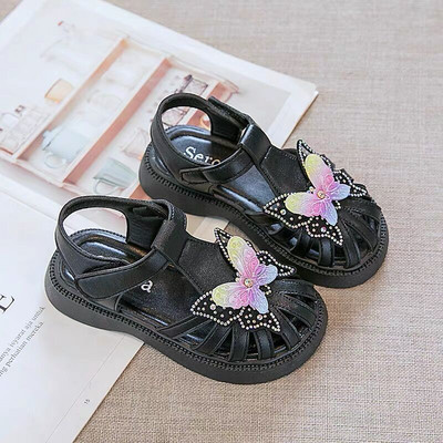 Детски сандали за момичета - с пеперуда в два цвята