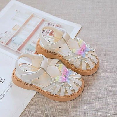 Детски сандали за момичета - с пеперуда в два цвята