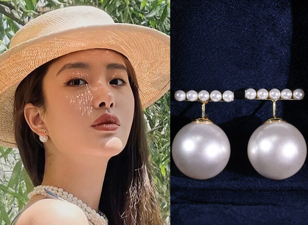 Női fülbevaló dekoratív gyöngyökkel