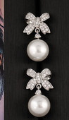 Modern női fülbevaló kövekkel és gyöngyökkel - ezüst színű