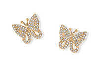 Női kis fülbevaló dekoratív pillangó kövekkel