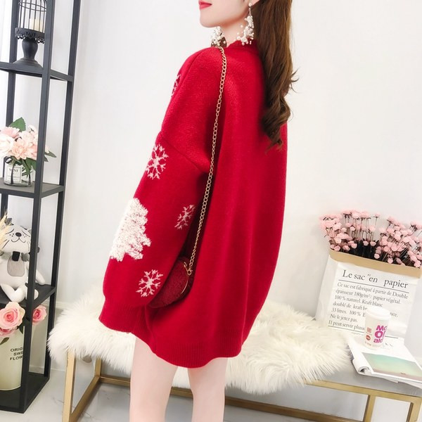 Női karácsonyi kismama O-nyakú pulóver