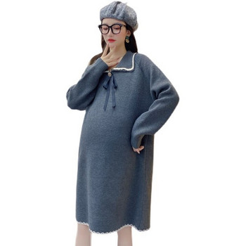 Зимен пуловер за бременни жени с панделка