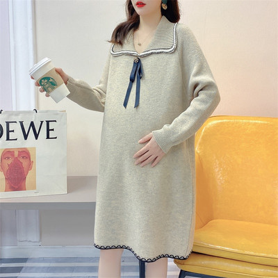 Зимен пуловер за бременни жени с панделка