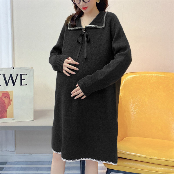 Зимен пуловер за бременни жени с панделка