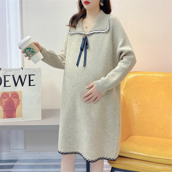 Зимен пуловер за бременни жени с панделка