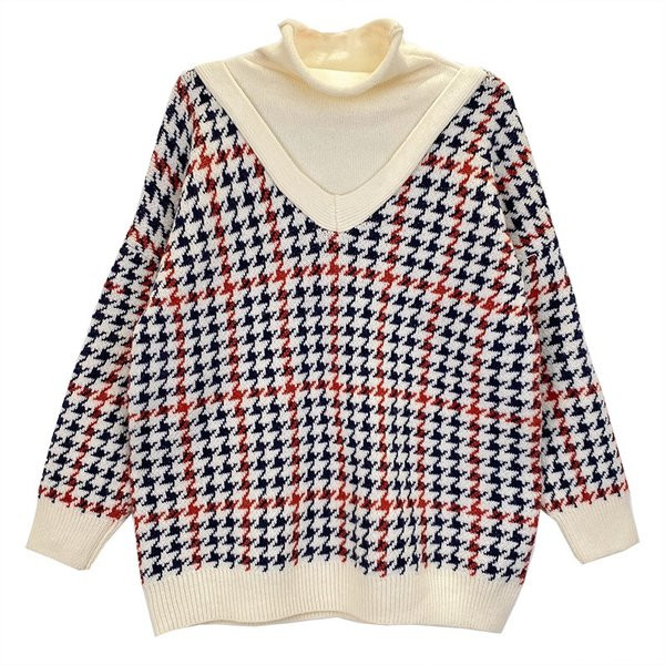 Motinystės languotas džemperis su kaklu