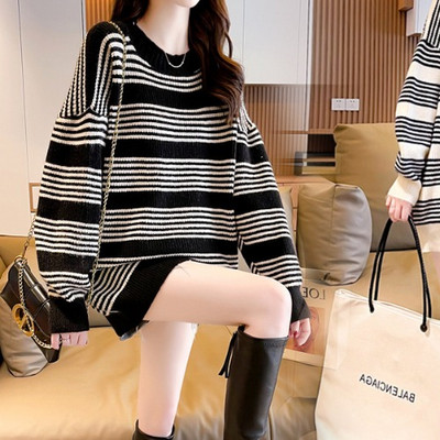 Női pulóver terhes nőknek - jobb csíkkal