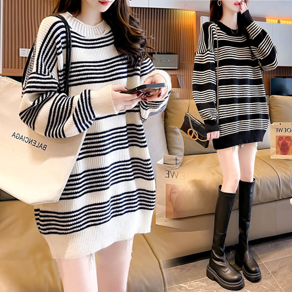 Női pulóver terhes nőknek - jobb csíkkal