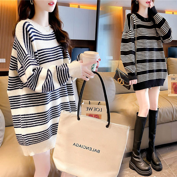 Női pulóver terhes nőknek - jobb csíkkal