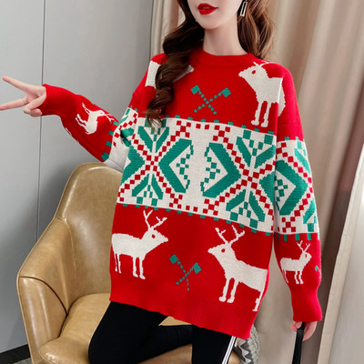  Дамски пуловер за бременни жени  с коледни декорации