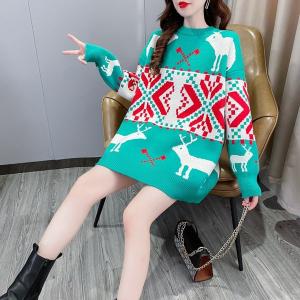 Női pulóver kismamáknak karácsonyi díszekkel