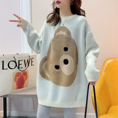 Divatos női nyakú kismama pulóver