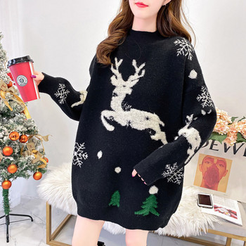 Дамски коледен пуловер с овално деколте за бременни