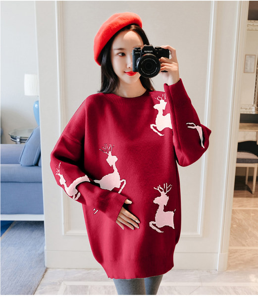 Női pulóverek terhes nőknek - közepes hosszúságú