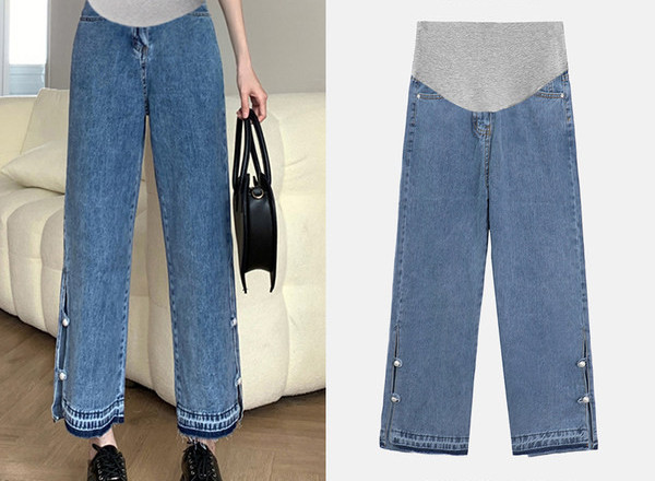 Γυναικείο casual τζιν εγκυμοσύνης με σκίσιμο