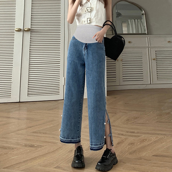 Γυναικείο casual τζιν εγκυμοσύνης με σκίσιμο