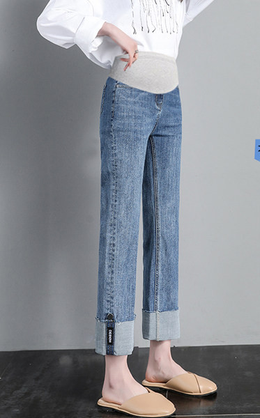 Női farmer terhes nőknek - magas derekú