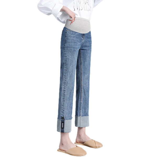 Női farmer terhes nőknek - magas derekú