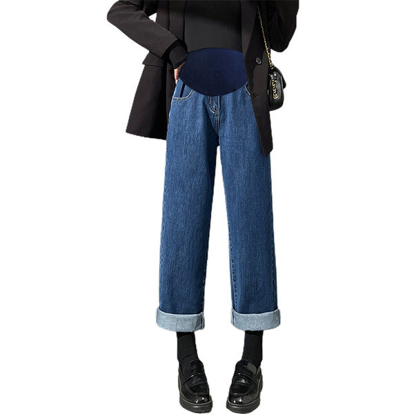 Kényelmes, széles szárú kismamafarmer