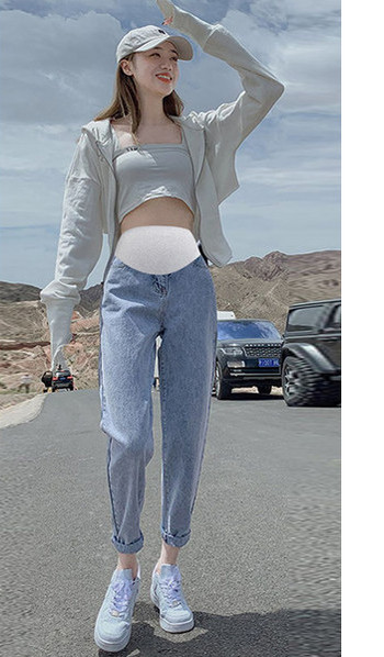Γυναικείο τζιν για εγκύους με ψηλόμεσο - φαρδύ μοντέλο