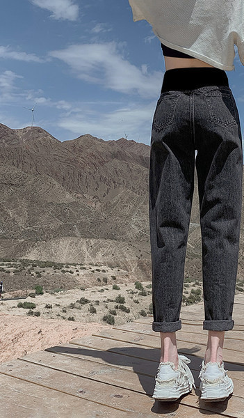 Дамски дънки за бременни жени с висока талия - широк модел