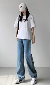 Γυναικεία τζιν για εγκύους - με ψηλή μέση και φαρδύ μοτίβο