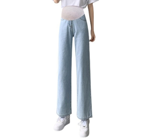 Γυναικεία τζιν για εγκύους - με ψηλή μέση και φαρδύ μοτίβο