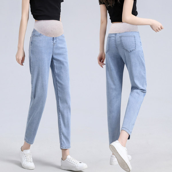 Zsebekkel ellátott női farmer új modellje terhes nők számára