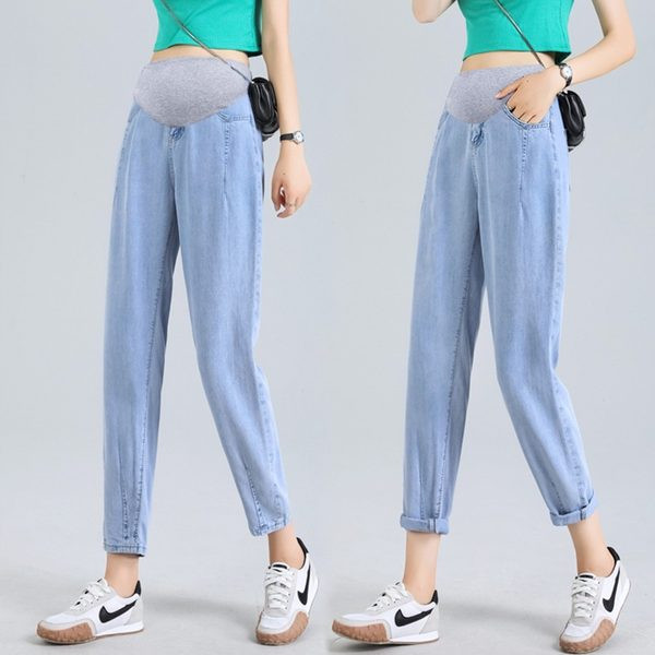 Μονόχρωμο τζιν εγκυμοσύνης με ελαστική μέση