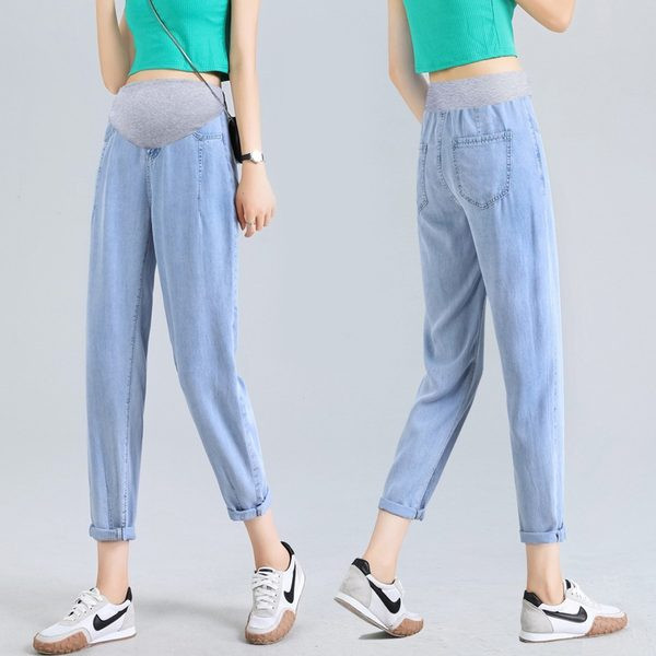 Μονόχρωμο τζιν εγκυμοσύνης με ελαστική μέση