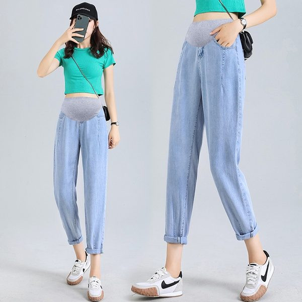 Μονόχρωμο τζιν εγκυμοσύνης με ελαστική μέση