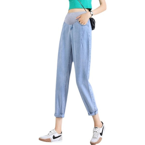 Μονόχρωμο τζιν εγκυμοσύνης με ελαστική μέση