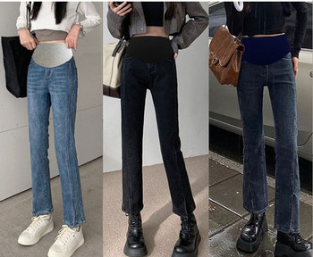 Нов модел дамски дълги панталони от деним за бременни