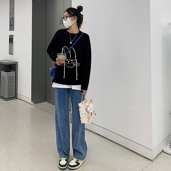 Modern női kismama farmer - egyenes modell