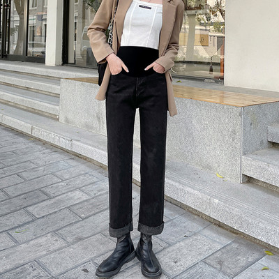 Γυναικεία τζιν για εγκύους - χαλαρό μοντέλο με ψηλή μέση σε δύο χρώματα