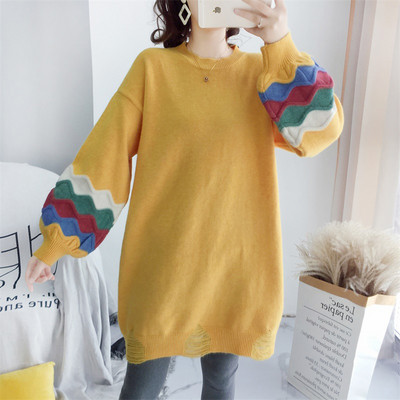 Őszi bő kismama pulóver ovális nyakkivágással