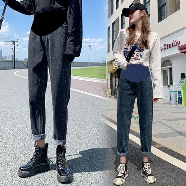 Női magas derekú kismamafarmer