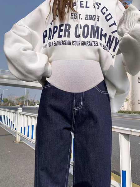 Ženske traperice za trudnice - s džepom i visokim strukom