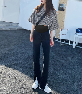 Női farmer terhes nőknek - magas derekú szabású modell