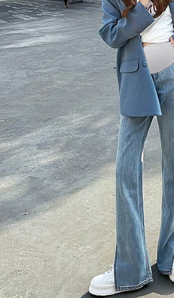 Női farmer terhes nőknek - magas derekú szabású modell