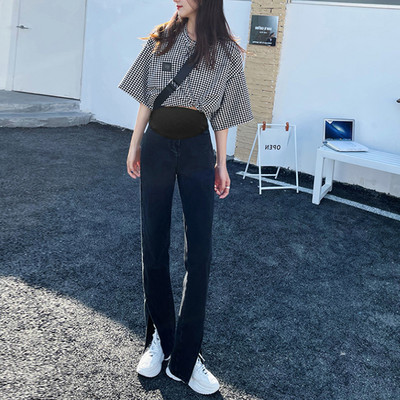 Női farmer terhes nőknek - magas derekú szabású modell