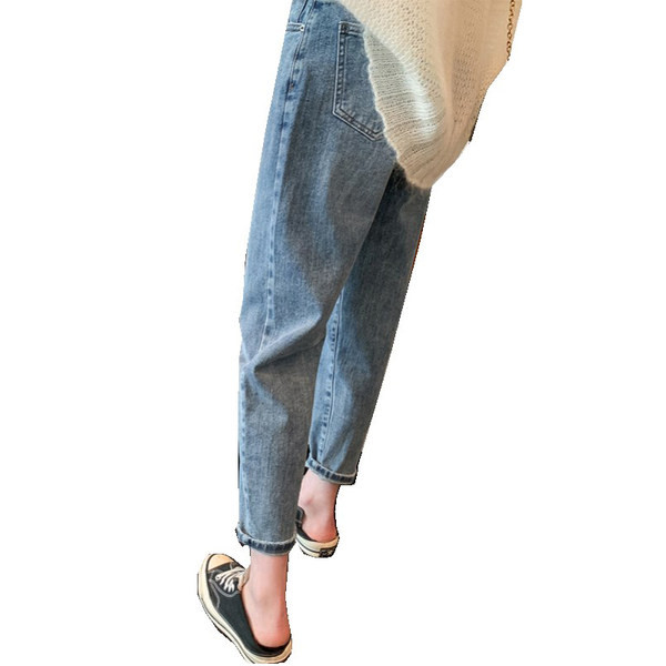 Модерни дамски дънки със скъсани мотиви за бременни