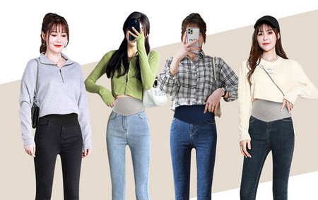 Női farmer terhes nőknek - ceruza típusú magas derékkal