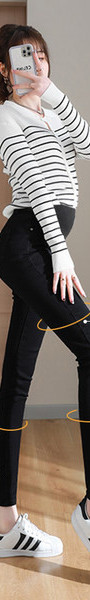 Дамски дънки за бременни жени - тип молив с висока талия