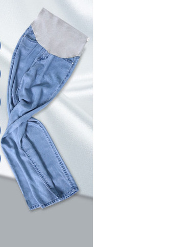 Дамски дънки за бременни жени с висок талия - свободен модел в синьо