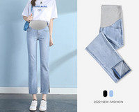 Alkalmi, magas derekú hasított kismama farmernadrág