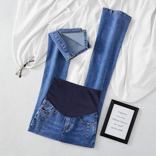 Модерни дамски дънки с цепки за бременни