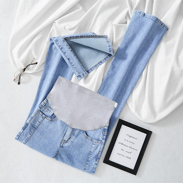 Модерни дамски дънки с цепки за бременни