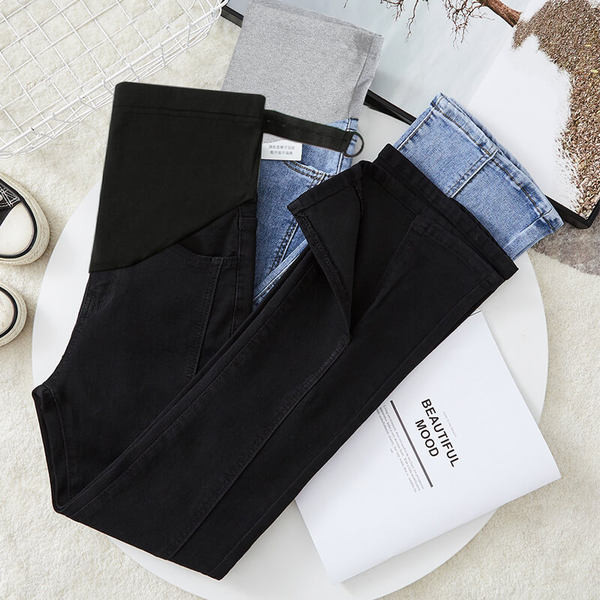 Модерни дамски дънки с цепки за бременни